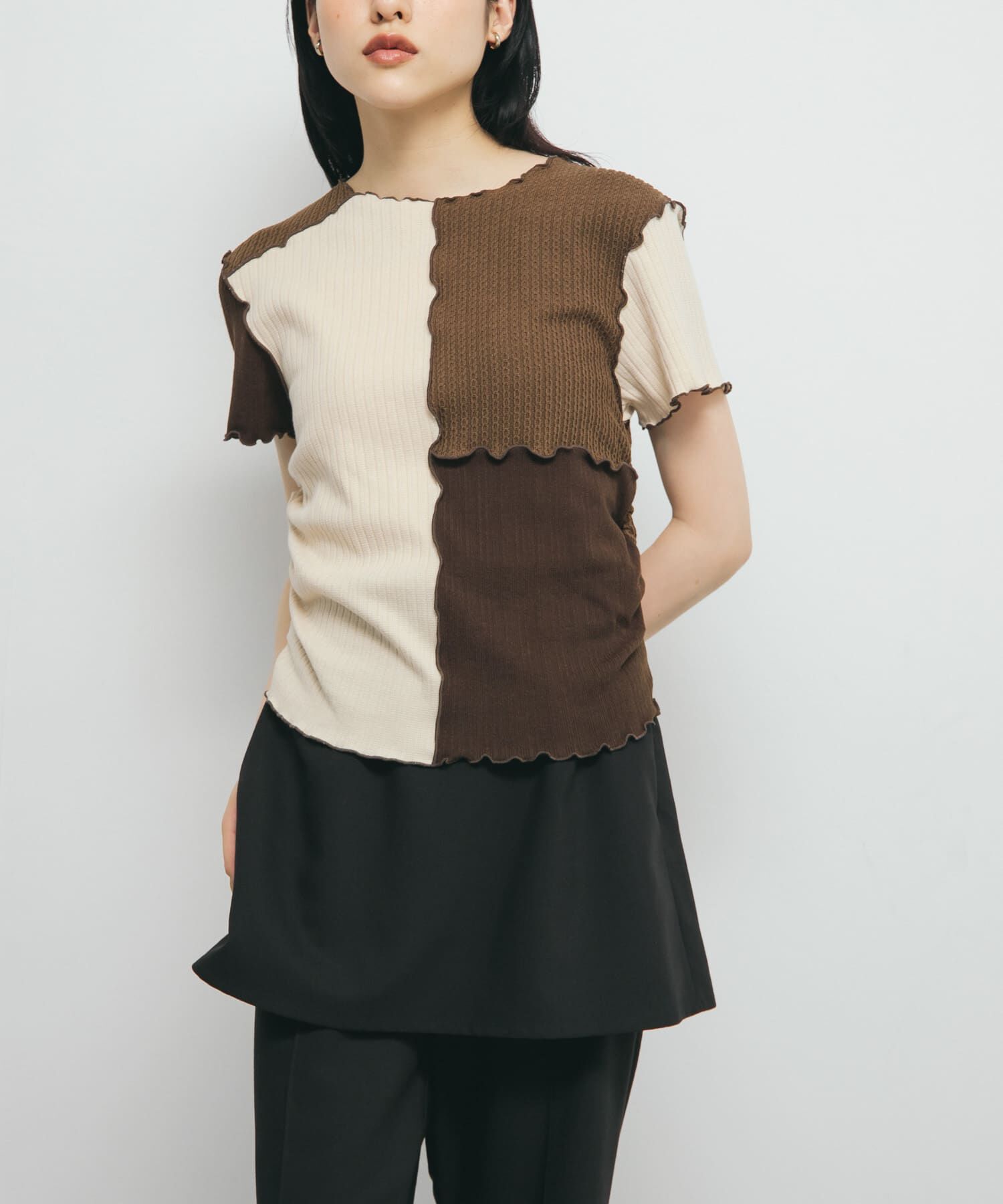  「MIXカラーパッチワークカットソー」|Tシャツ・カットソー|