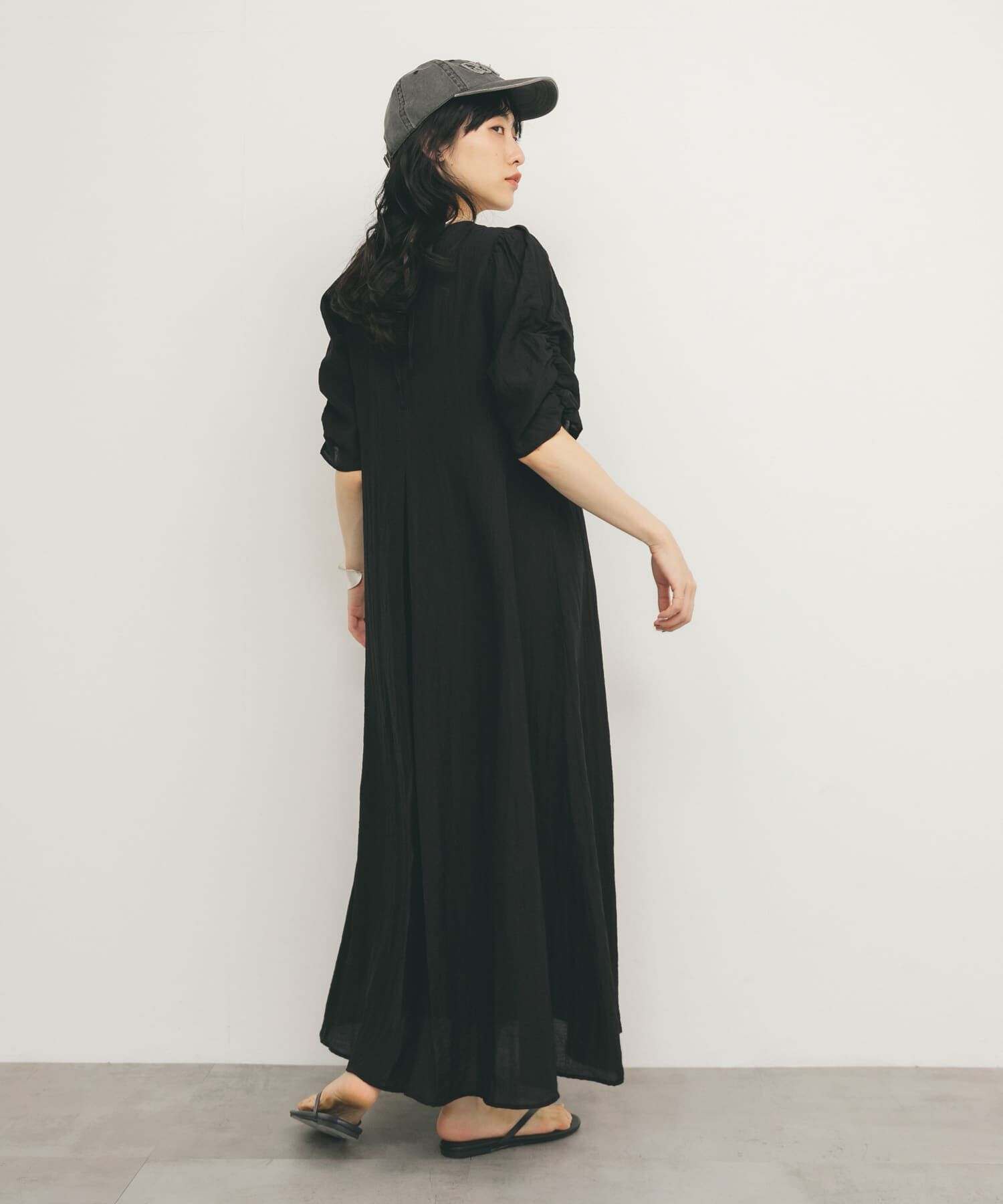  「ギャザースリーブフレアワンピース」|ワンピース|