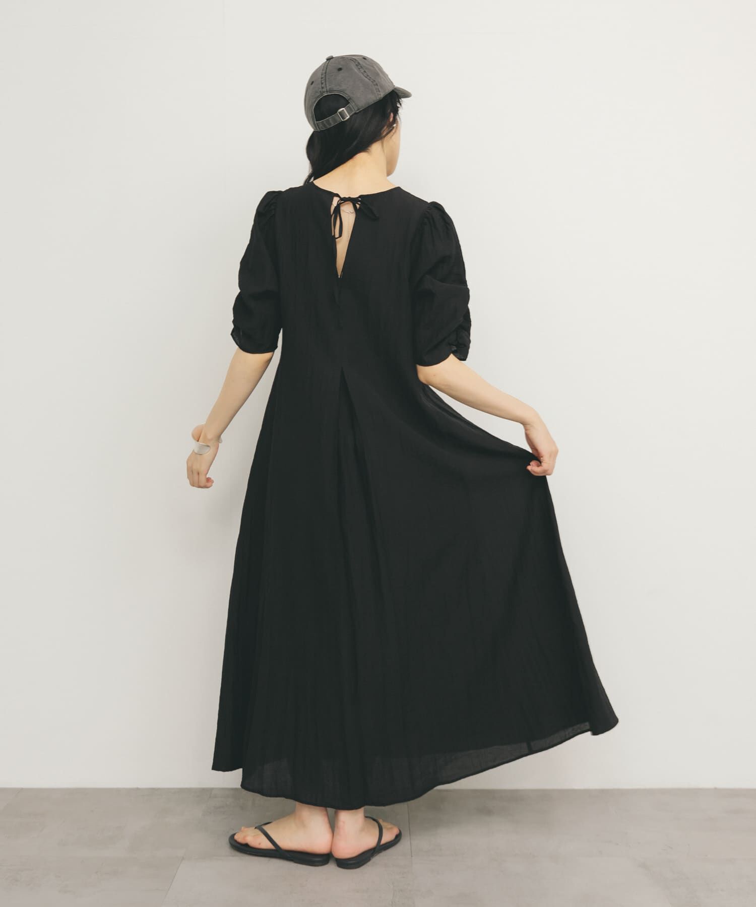  「ギャザースリーブフレアワンピース」|ワンピース|