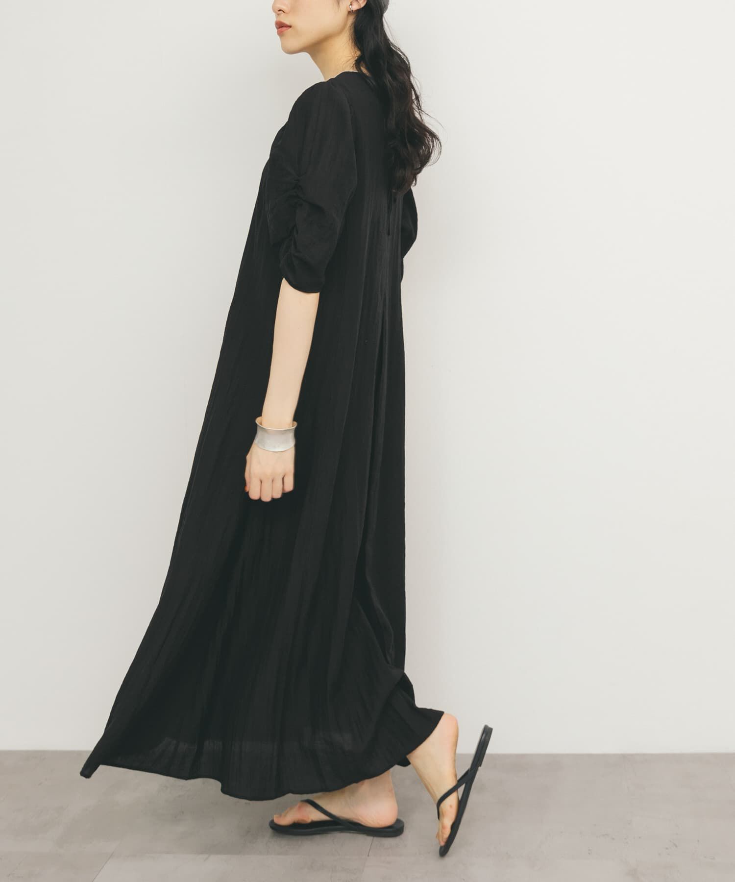  「ギャザースリーブフレアワンピース」|ワンピース|