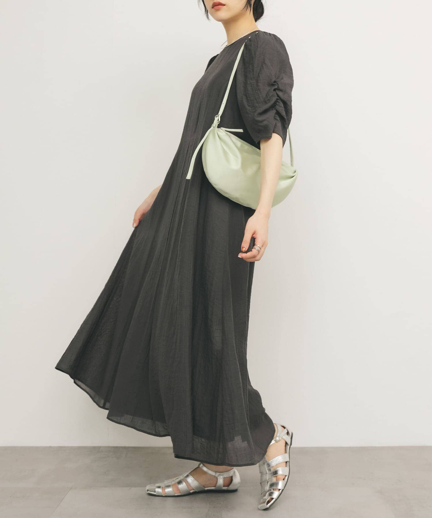  「ギャザースリーブフレアワンピース」|ワンピース|