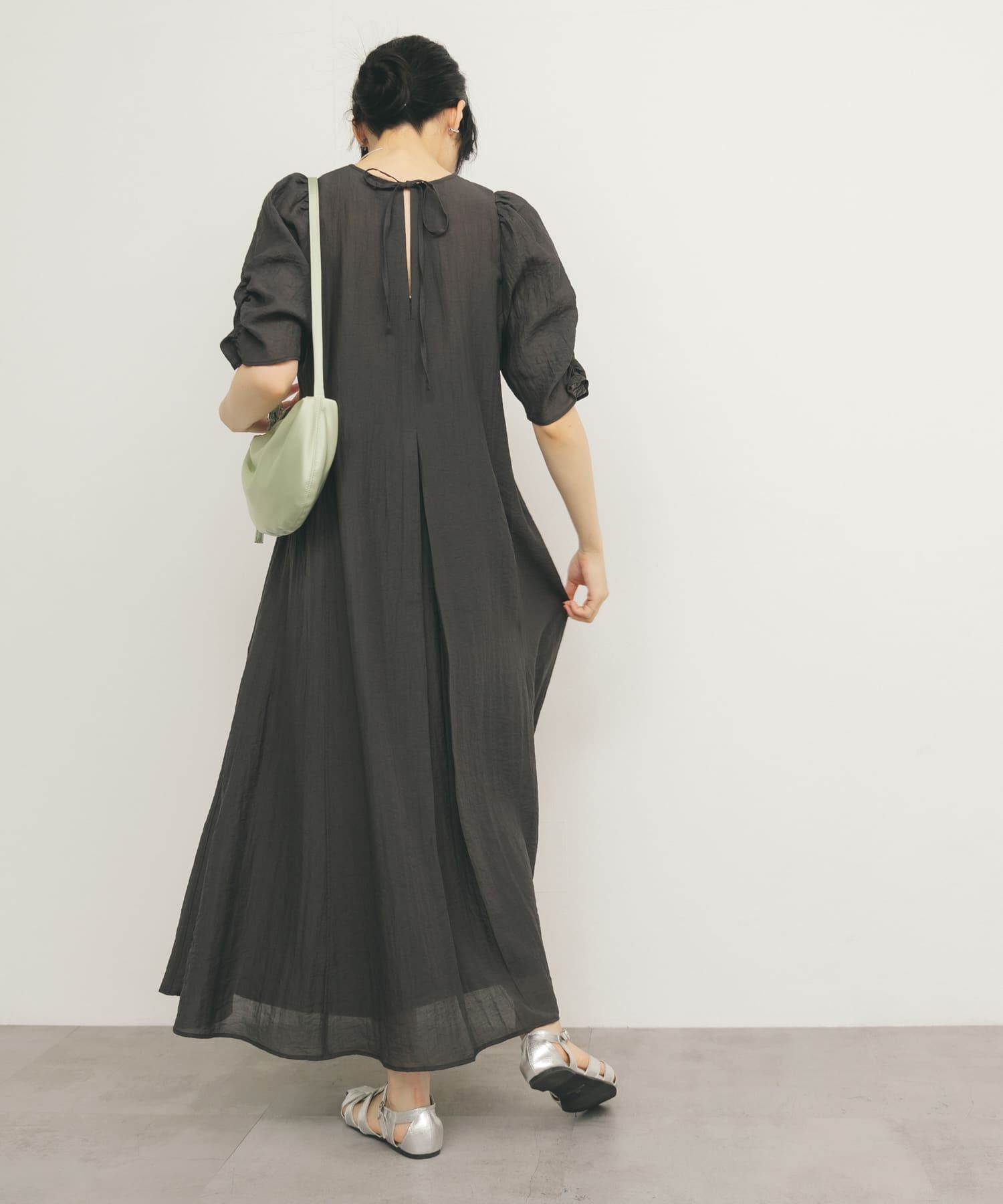  「ギャザースリーブフレアワンピース」|ワンピース|