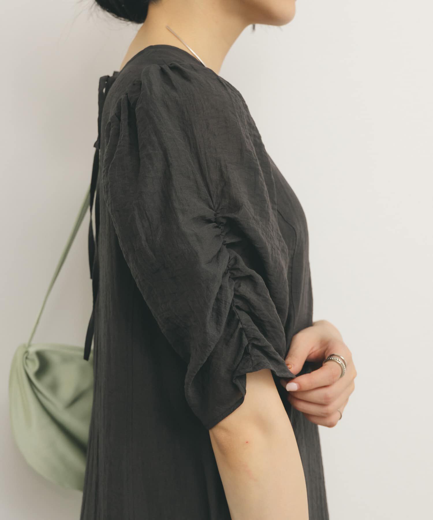  「ギャザースリーブフレアワンピース」|ワンピース|