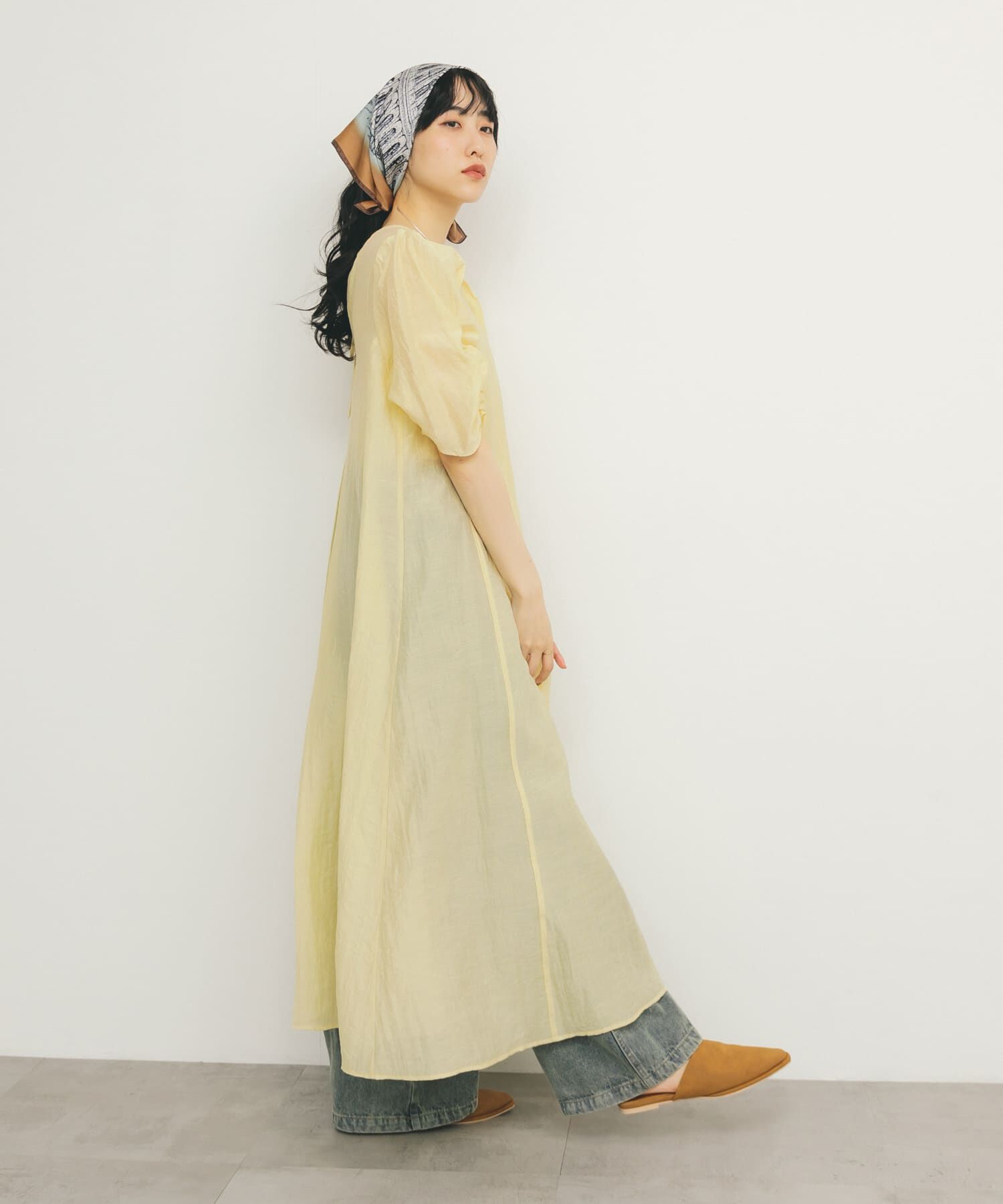  「ギャザースリーブフレアワンピース」|ワンピース|