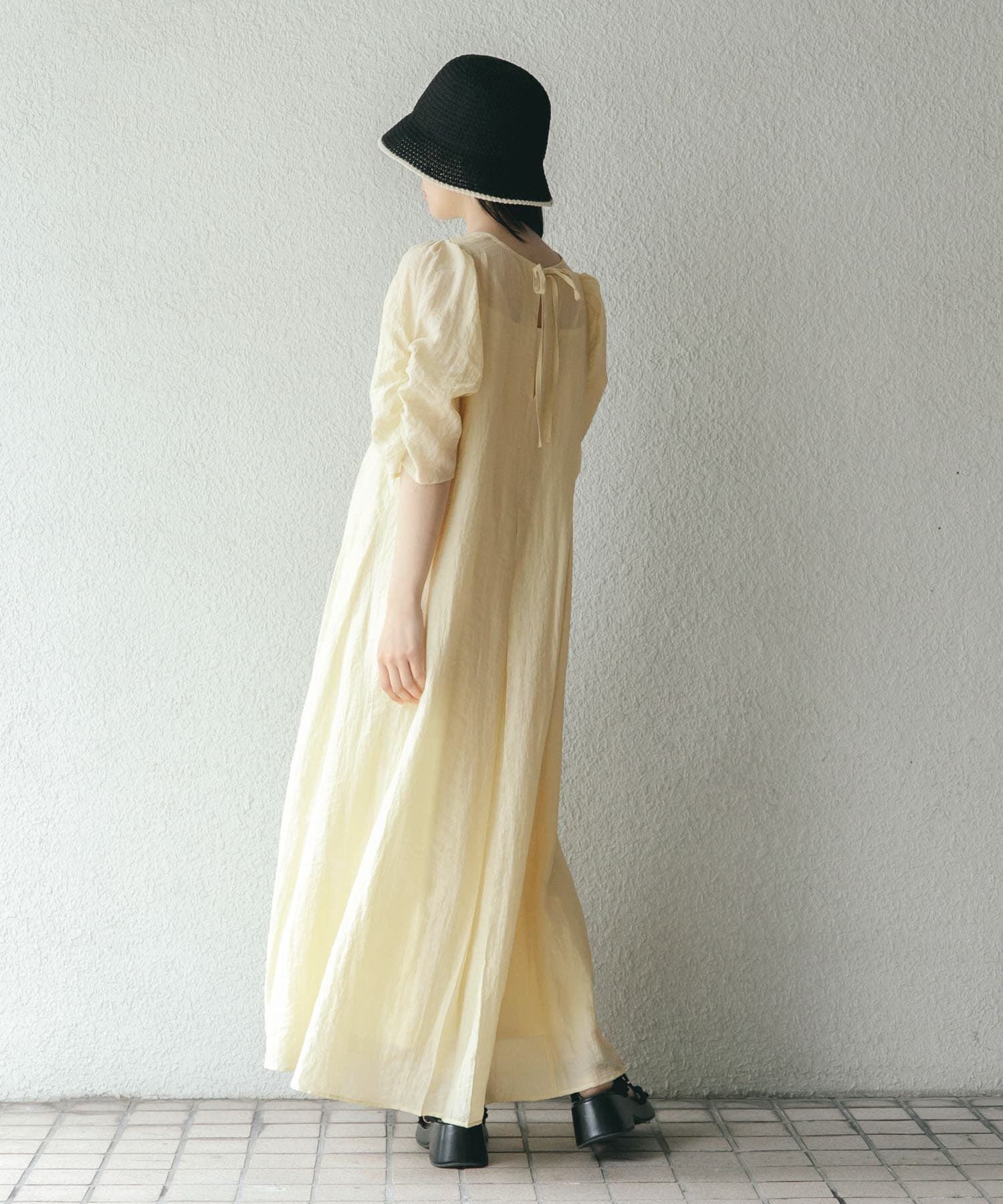  「ギャザースリーブフレアワンピース」|ワンピース|