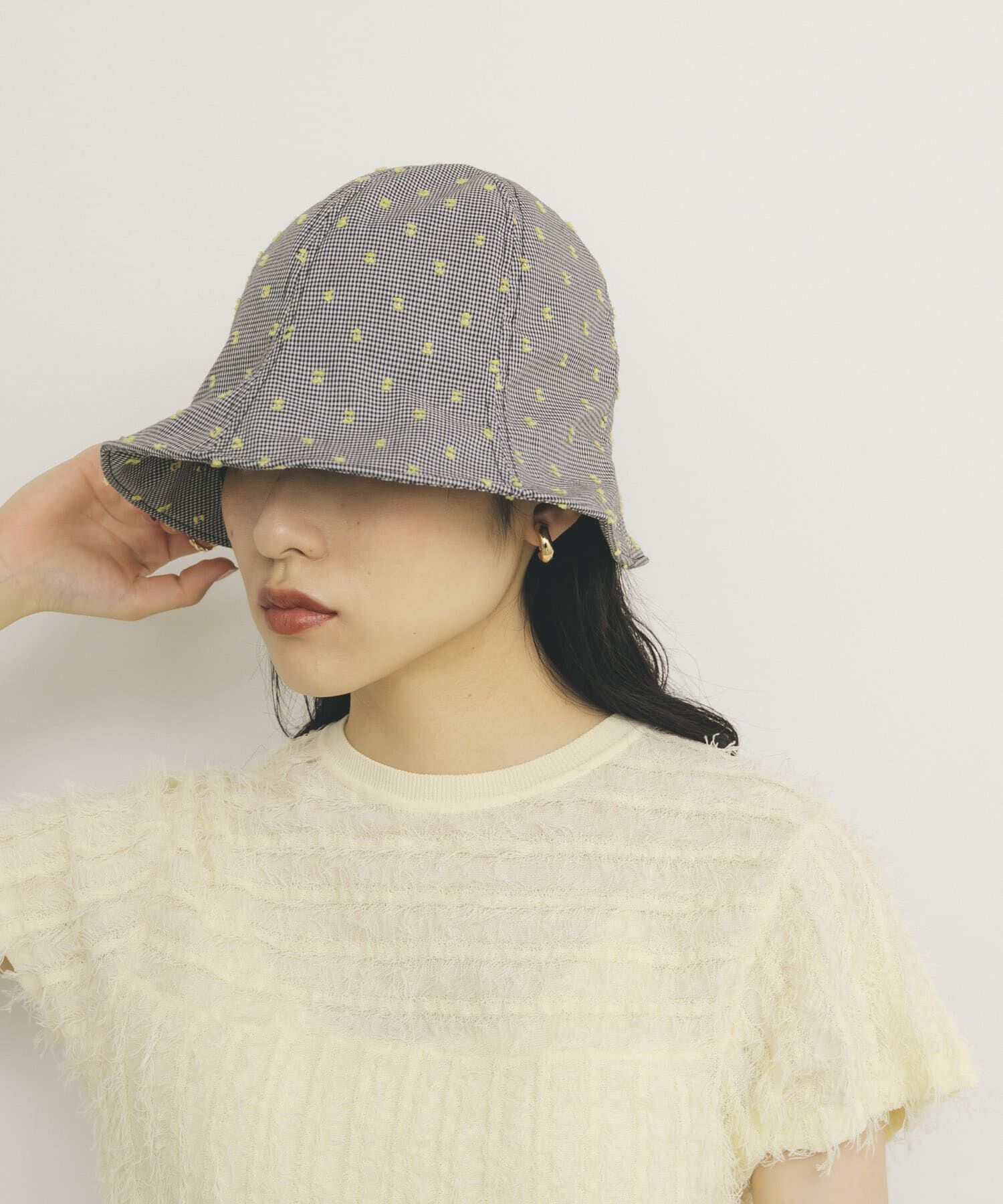  「刺繍チェックチューリップHAT」|ハット|