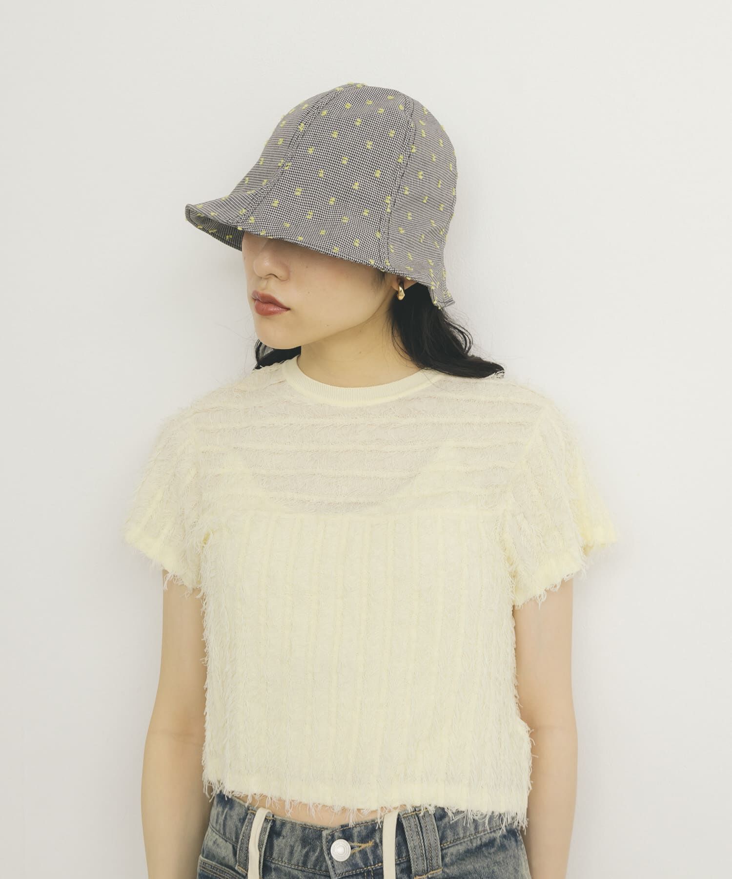  「刺繍チェックチューリップHAT」|ハット|