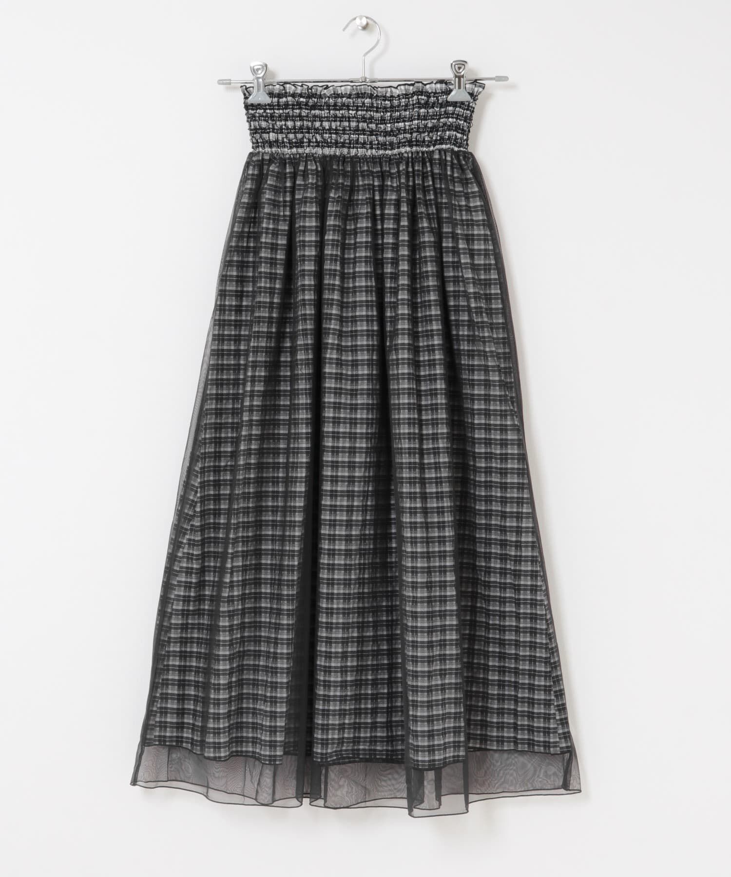  「チュールレイヤードチェックスカート」|スカート|