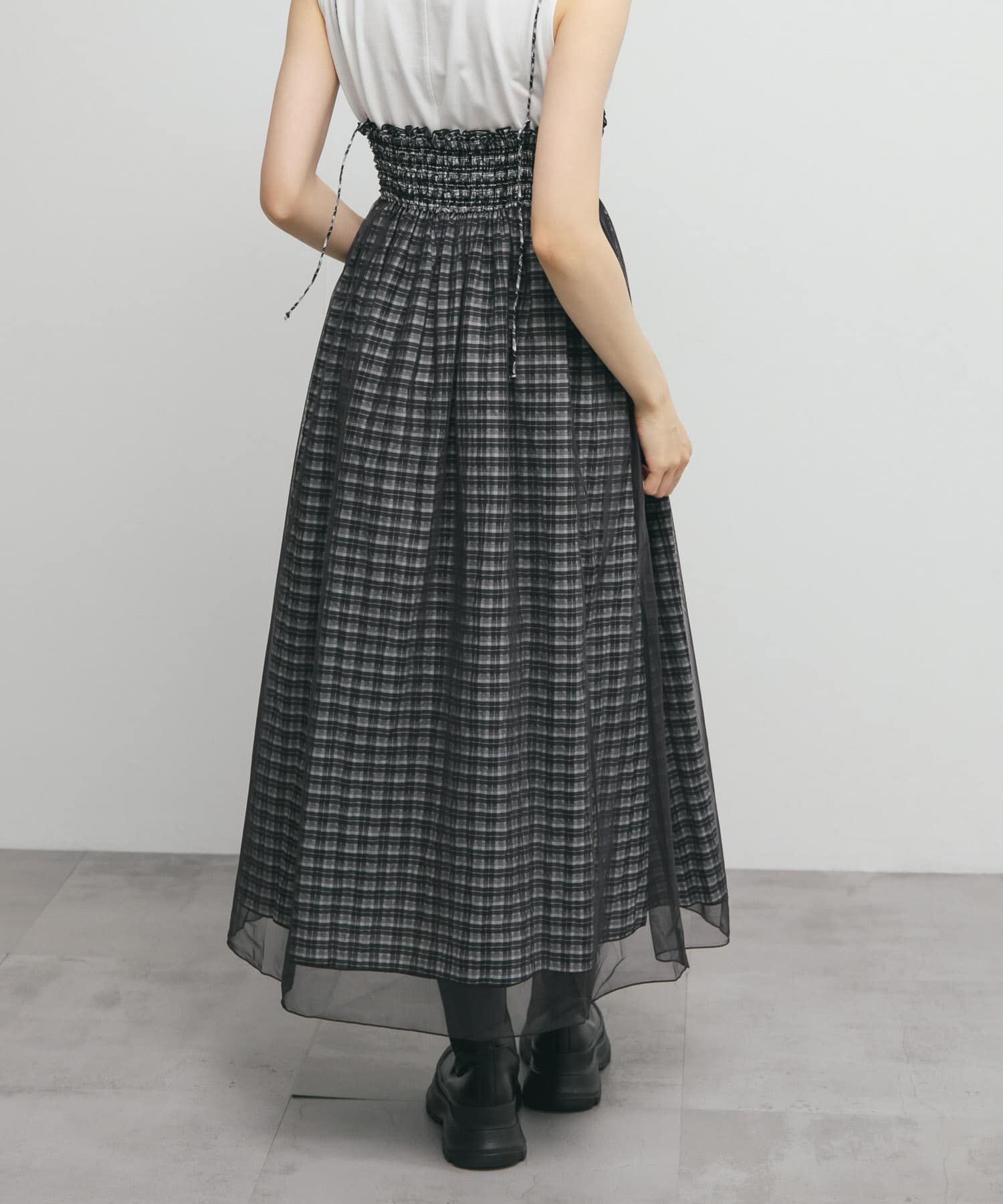 「チュールレイヤードチェックスカート」|スカート|