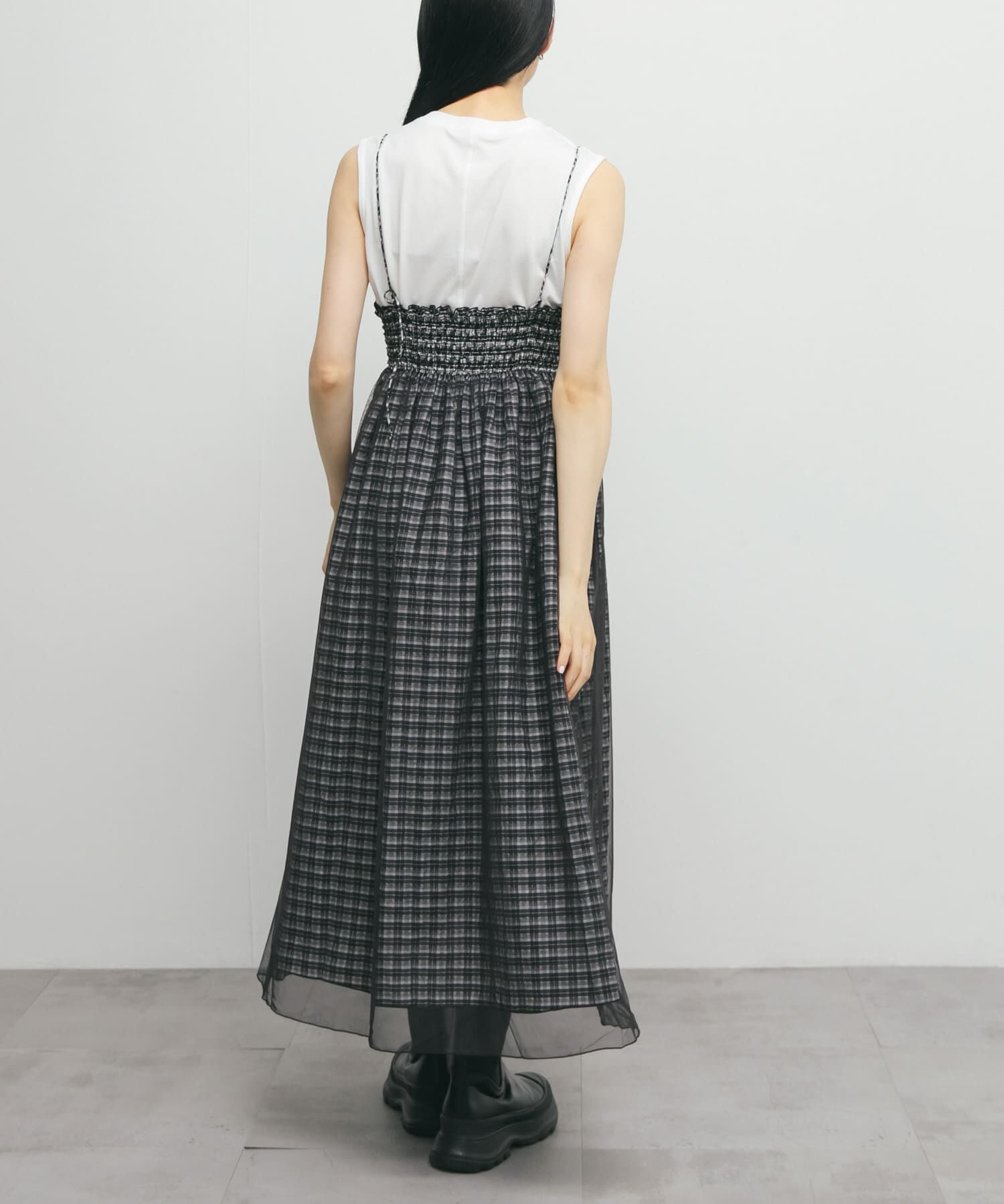  「チュールレイヤードチェックスカート」|スカート|