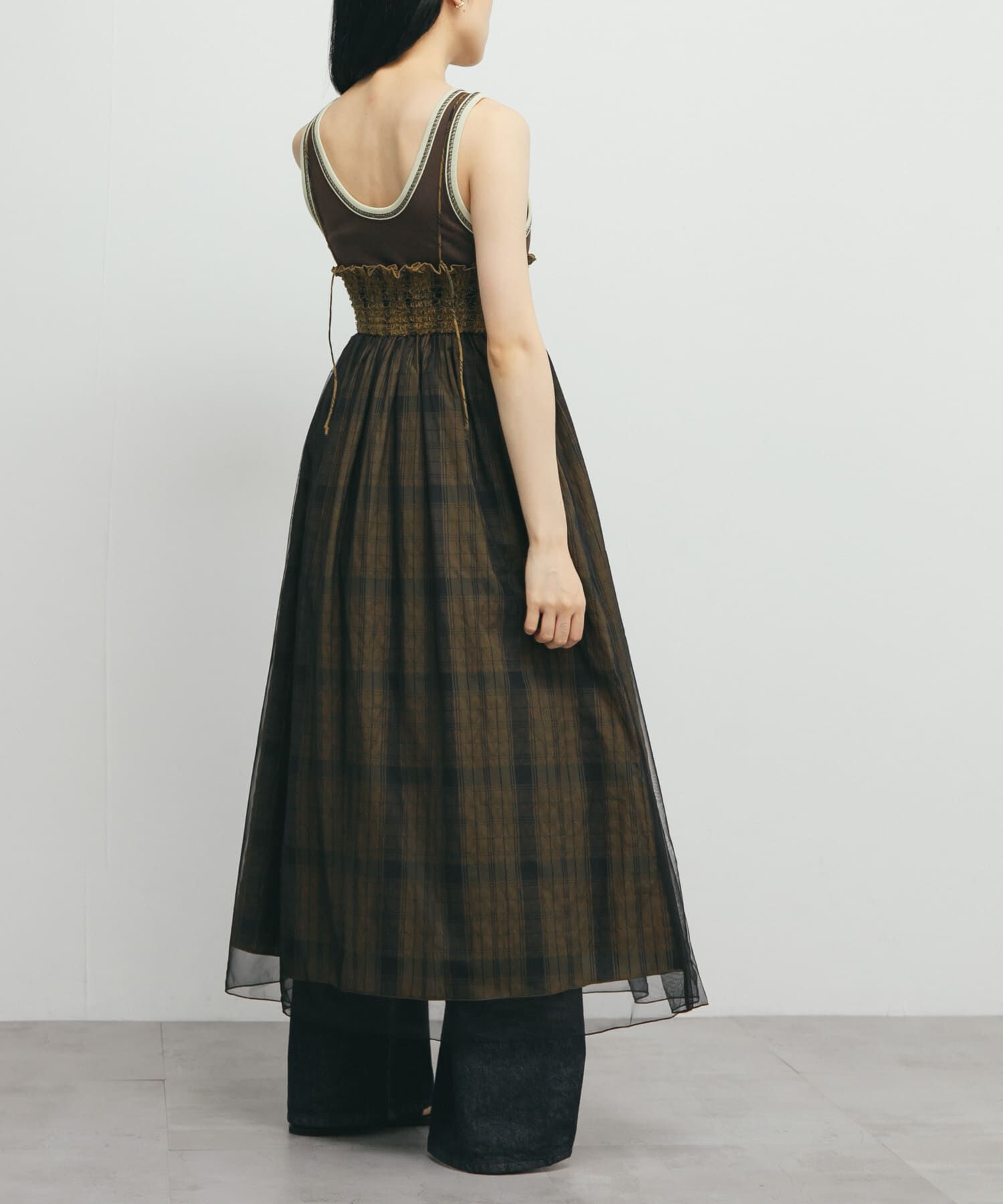  「チュールレイヤードチェックスカート」|スカート|