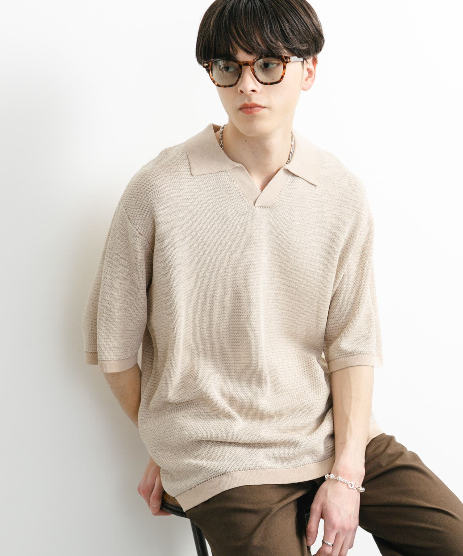 SENSE OF PLACE by URBAN RESEARCH「『ユニセックス』『洗濯可』ミックススキッパーニット」|ニット・セーター|