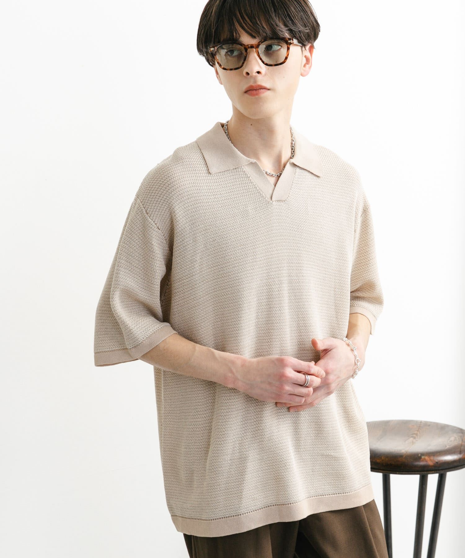 SENSE OF PLACE by URBAN RESEARCH「『ユニセックス』『洗濯可』ミックススキッパーニット」|ニット・セーター|