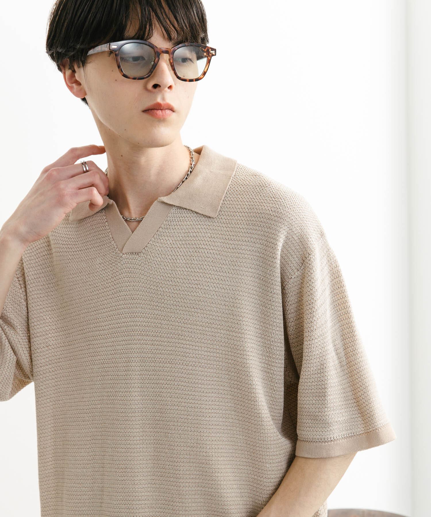 SENSE OF PLACE by URBAN RESEARCH「『ユニセックス』『洗濯可』ミックススキッパーニット」|ニット・セーター|