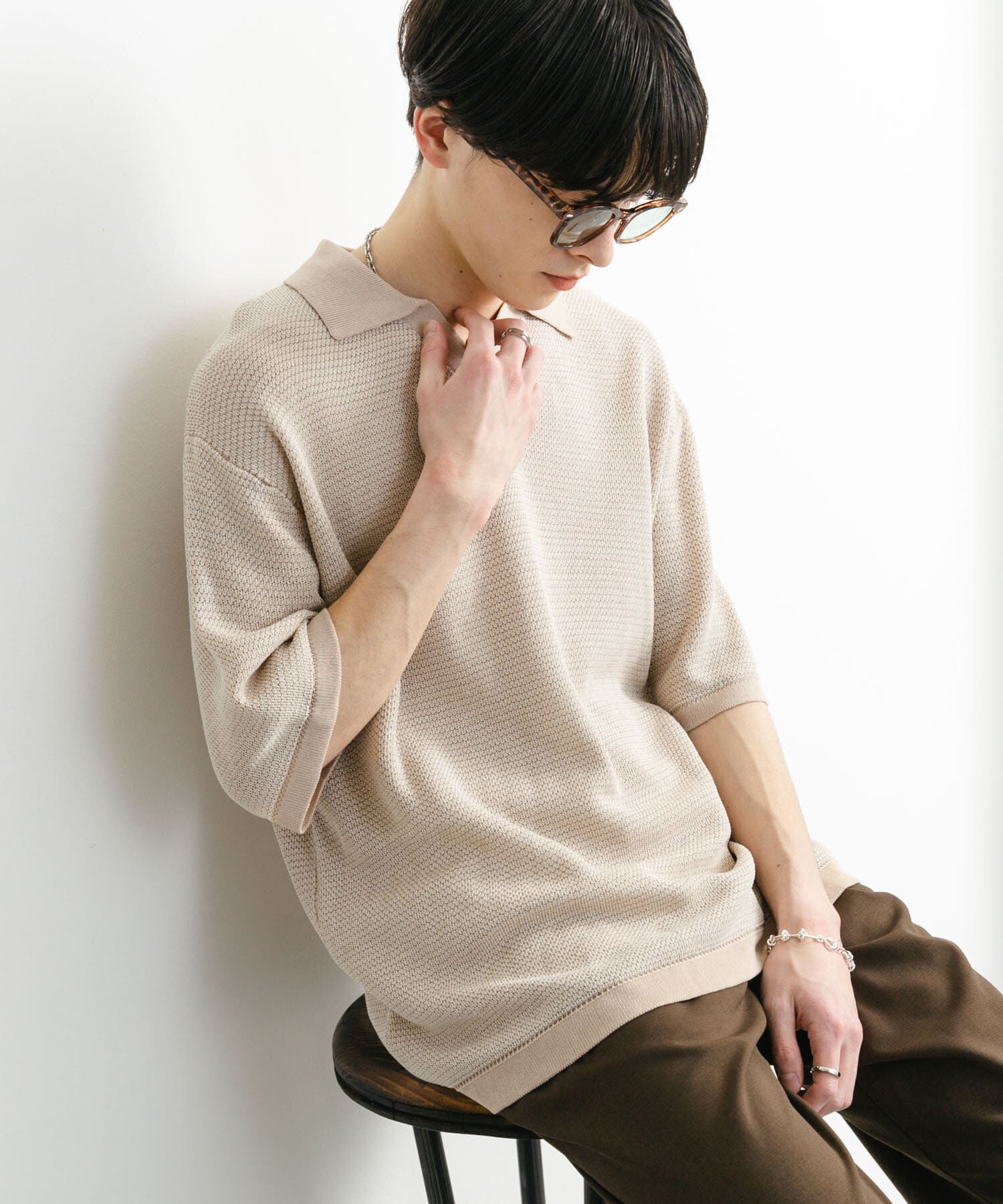 SENSE OF PLACE by URBAN RESEARCH「『ユニセックス』『洗濯可』ミックススキッパーニット」|ニット・セーター|