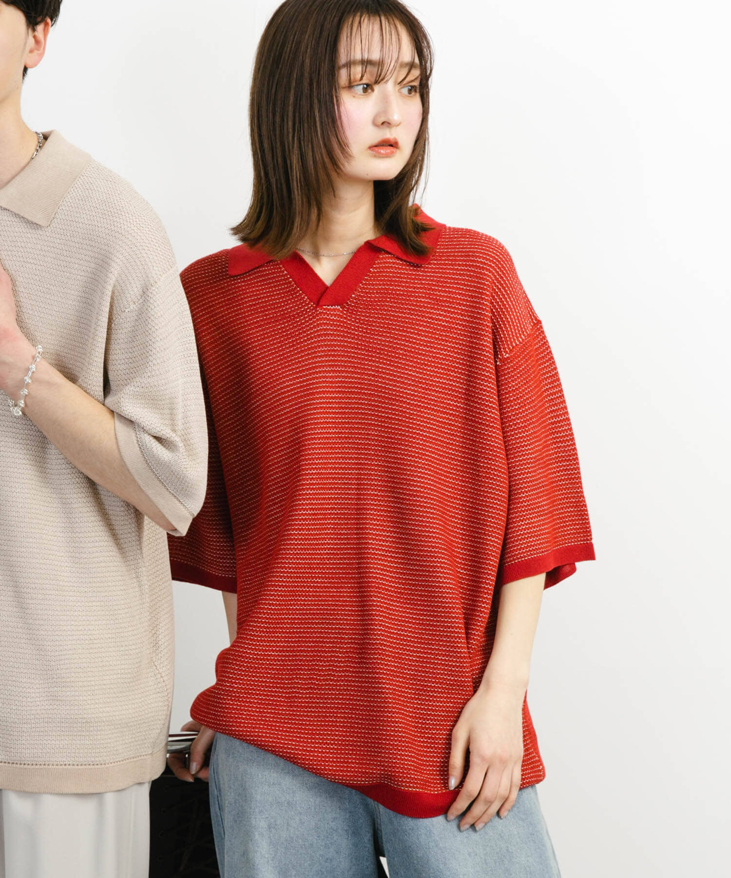 SENSE OF PLACE by URBAN RESEARCH「『ユニセックス』『洗濯可』ミックススキッパーニット」|ニット・セーター|