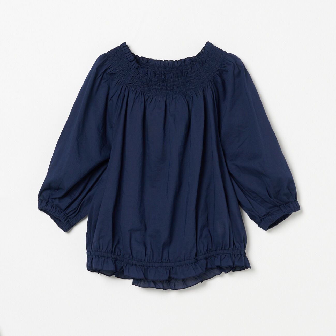 HELIOPOLE「HELIOPOLE COTTON LAWN OFF SHOULDER BLOUSE」|シャツ・ブラウス|ネイビー