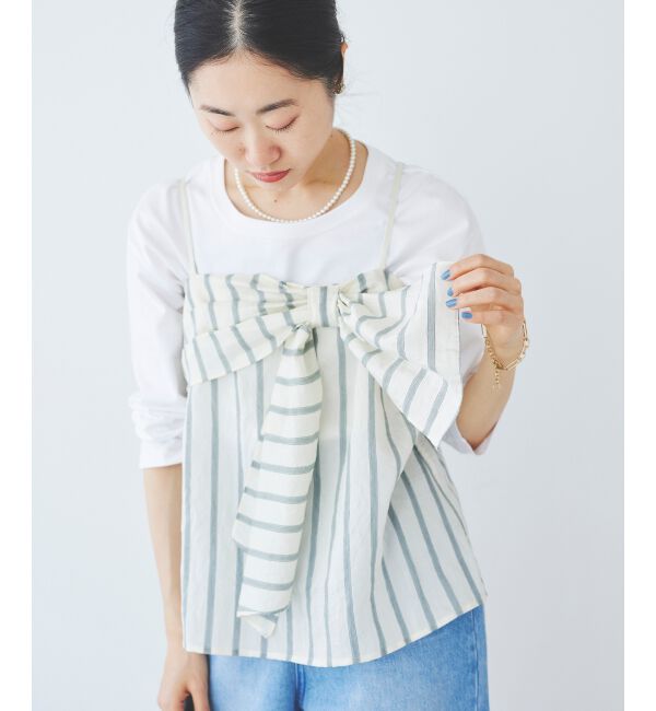 le.coeur blanc「フロントリボンキャミブラウス」|シャツ・ブラウス|