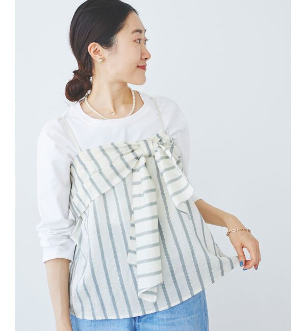 le.coeur blanc「フロントリボンキャミブラウス」|シャツ・ブラウス|