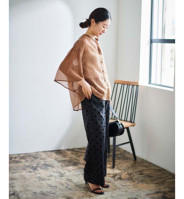 le.coeur blanc「《手洗い可能》シアーフレアスリーブ2WAYブラウス」|シャツ・ブラウス|