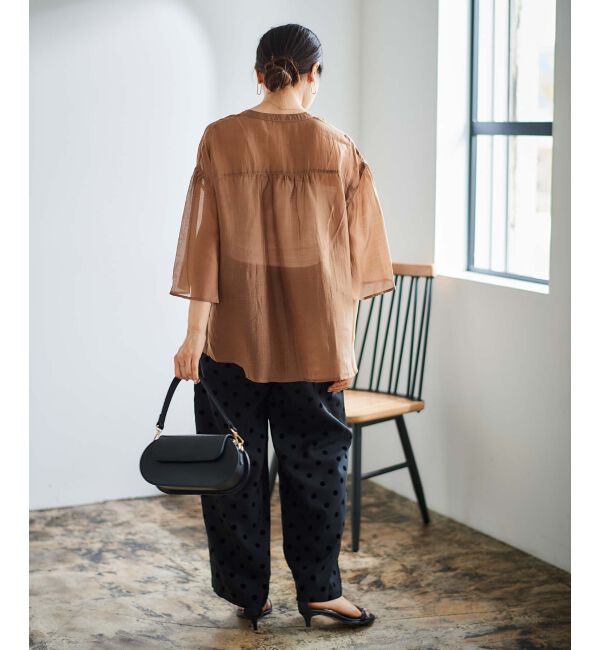 le.coeur blanc「《手洗い可能》シアーフレアスリーブ2WAYブラウス」|シャツ・ブラウス|