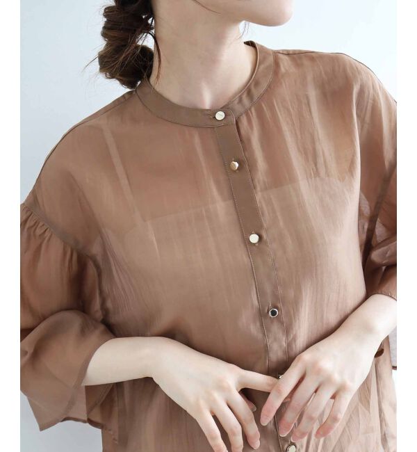 le.coeur blanc「《手洗い可能》シアーフレアスリーブ2WAYブラウス」|シャツ・ブラウス|