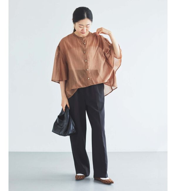 le.coeur blanc「《手洗い可能》シアーフレアスリーブ2WAYブラウス」|シャツ・ブラウス|