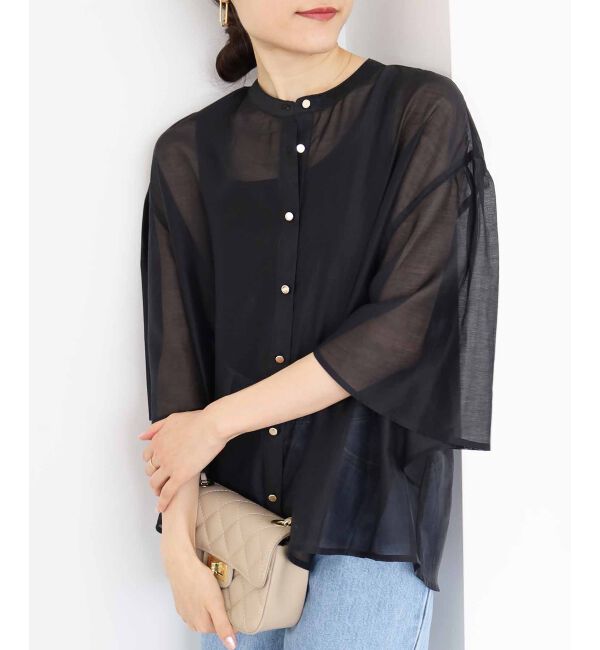 le.coeur blanc「《手洗い可能》シアーフレアスリーブ2WAYブラウス」|シャツ・ブラウス|