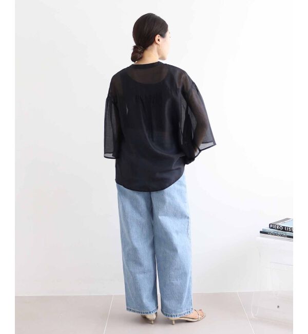 le.coeur blanc「《手洗い可能》シアーフレアスリーブ2WAYブラウス」|シャツ・ブラウス|