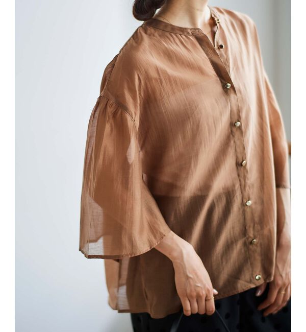 le.coeur blanc「《手洗い可能》シアーフレアスリーブ2WAYブラウス」|シャツ・ブラウス|