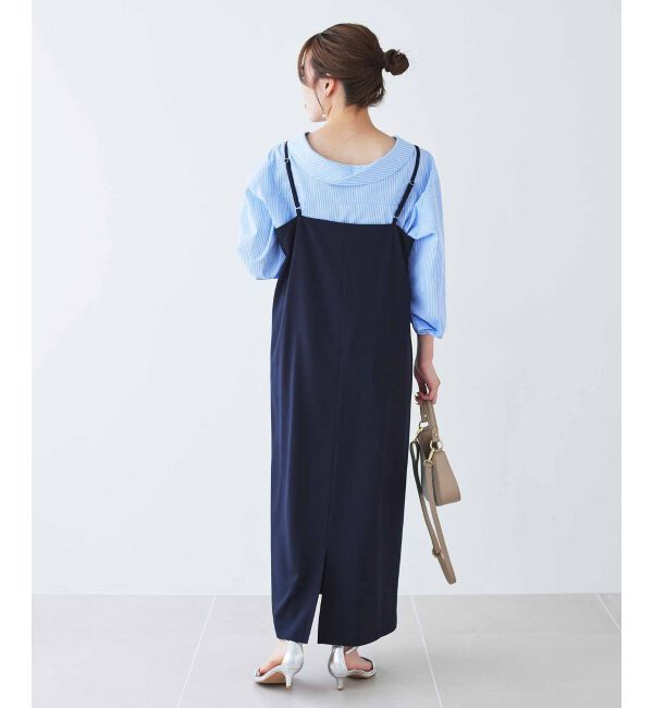 le.coeur blanc「《手洗い可能》フィルムストライプキャミワンピース」|ワンピース|