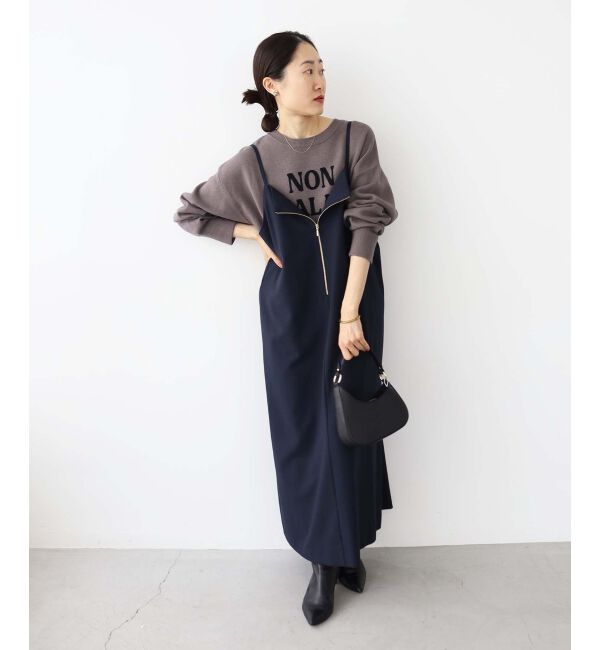 le.coeur blanc「《手洗い可能》フィルムストライプキャミワンピース」|ワンピース|