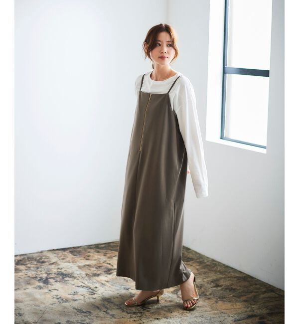 le.coeur blanc「《手洗い可能》フィルムストライプキャミワンピース」|ワンピース|