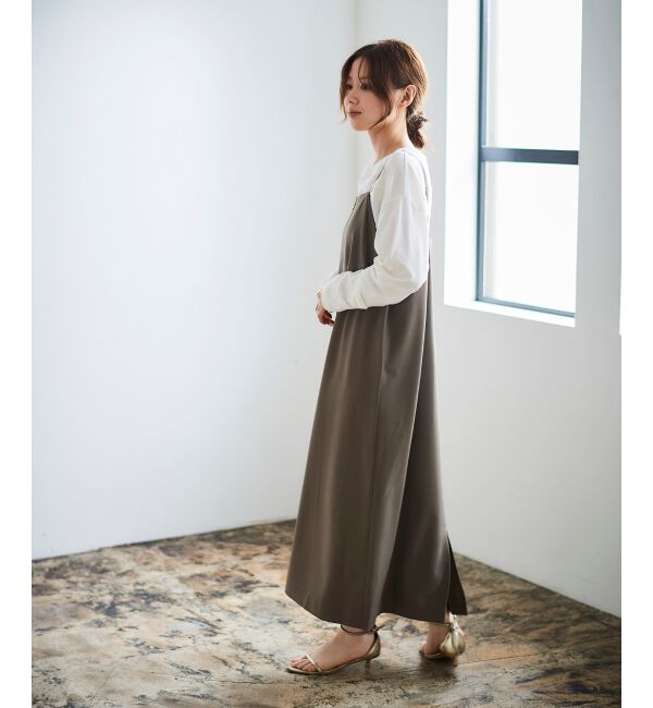 le.coeur blanc「《手洗い可能》フィルムストライプキャミワンピース」|ワンピース|