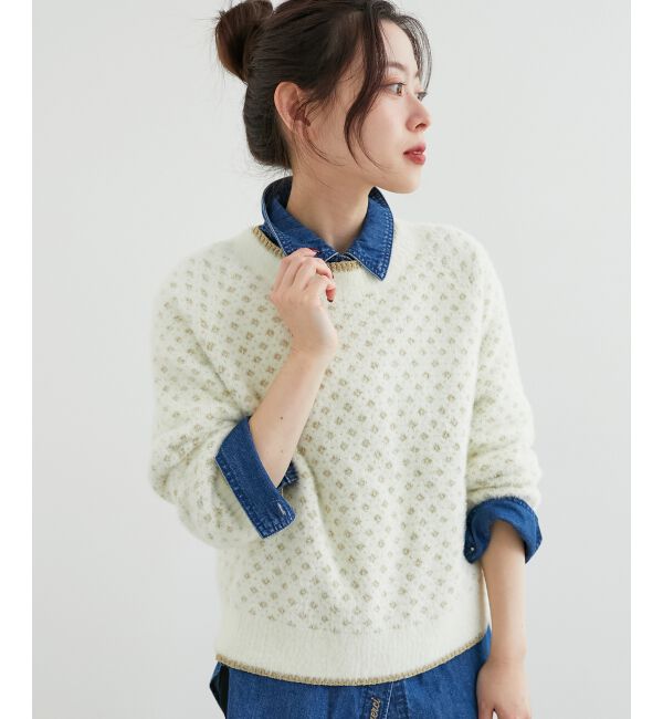 le.coeur blanc「《手洗い可能》フェザーヤーンダイヤ柄ラメニット」|ニット・セーター|