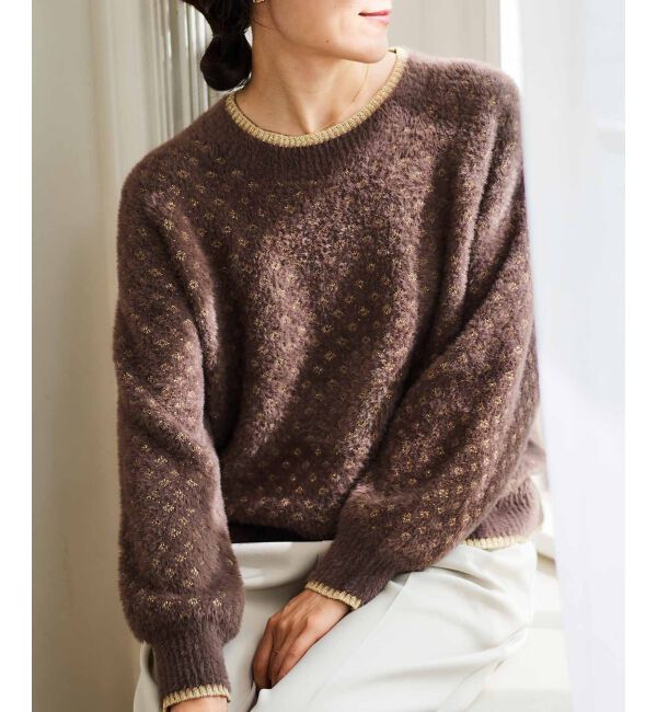 le.coeur blanc「《手洗い可能》フェザーヤーンダイヤ柄ラメニット」|ニット・セーター|