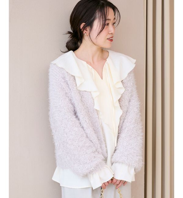  「ラメフェザーモールネップカーディガン」|カーディガン|