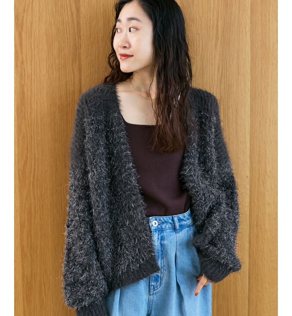  「ラメフェザーモールネップカーディガン」|カーディガン|