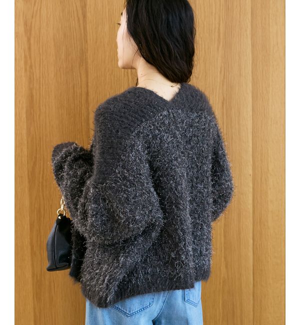  「ラメフェザーモールネップカーディガン」|カーディガン|