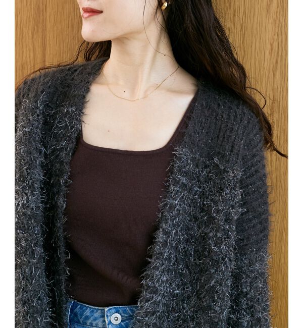  「ラメフェザーモールネップカーディガン」|カーディガン|