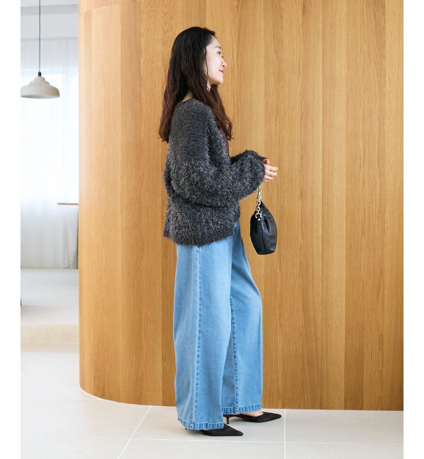  「ラメフェザーモールネップカーディガン」|カーディガン|