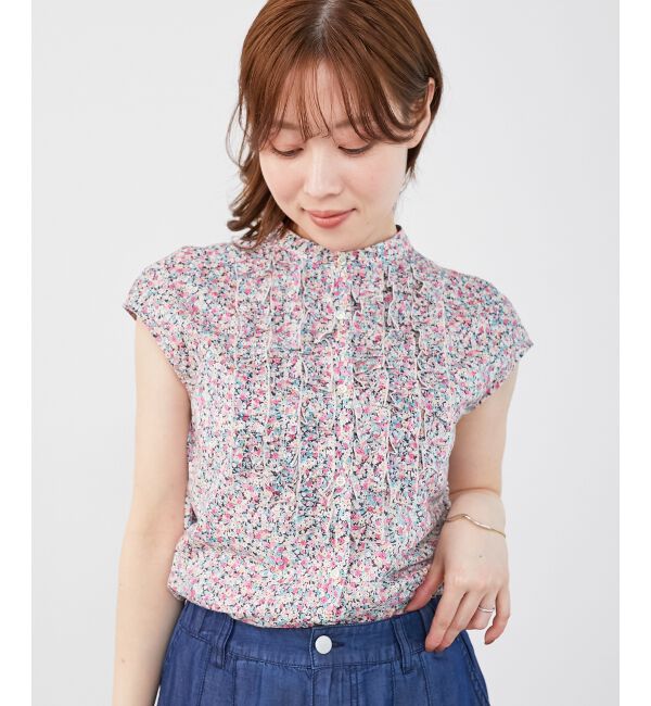  「リバティアソートフロントフリルフレンチブラウス」|シャツ・ブラウス|