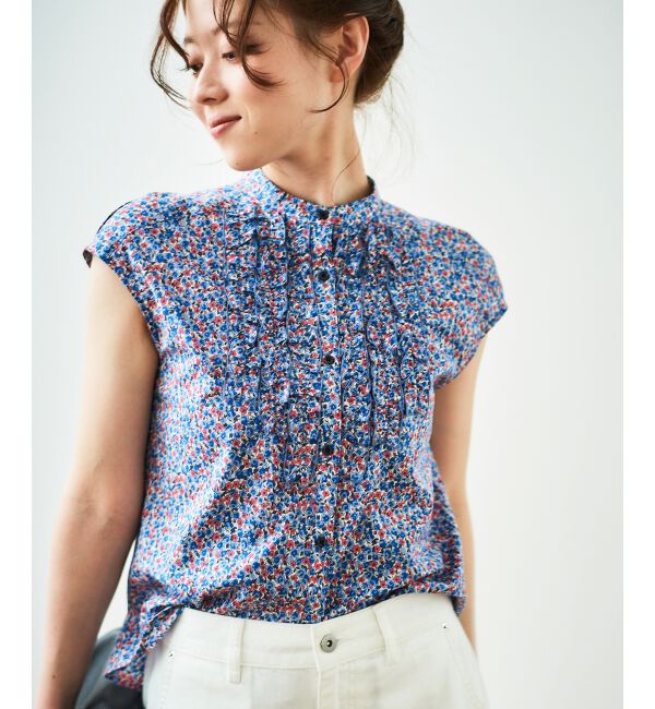  「リバティアソートフロントフリルフレンチブラウス」|シャツ・ブラウス|