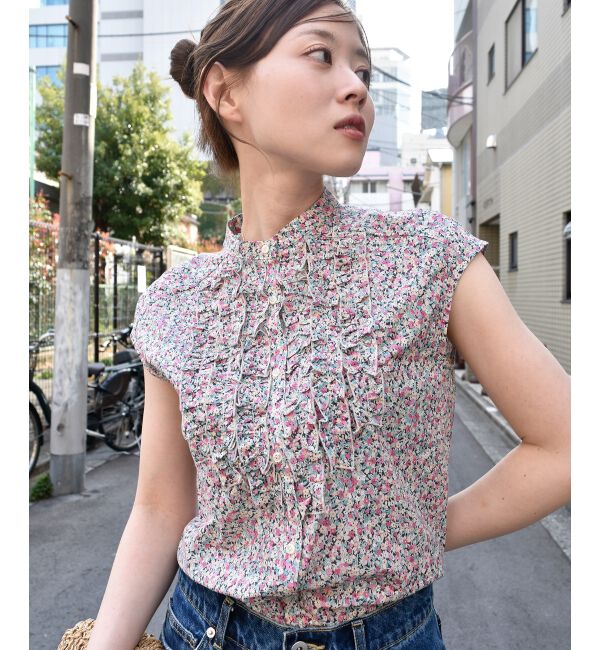  「リバティアソートフロントフリルフレンチブラウス」|シャツ・ブラウス|