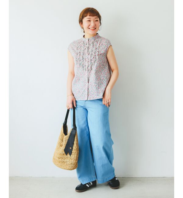  「リバティアソートフロントフリルフレンチブラウス」|シャツ・ブラウス|