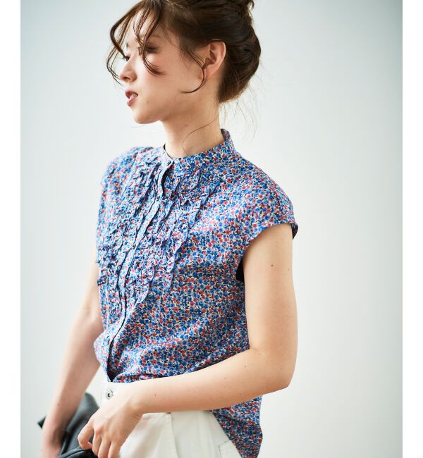  「リバティアソートフロントフリルフレンチブラウス」|シャツ・ブラウス|