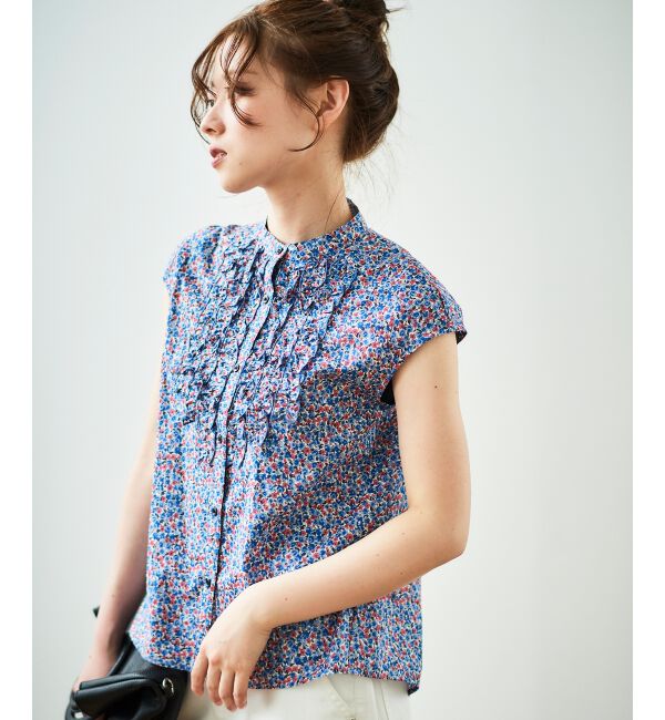  「リバティアソートフロントフリルフレンチブラウス」|シャツ・ブラウス|