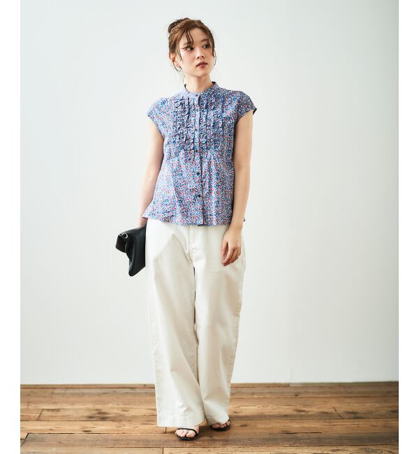  「リバティアソートフロントフリルフレンチブラウス」|シャツ・ブラウス|