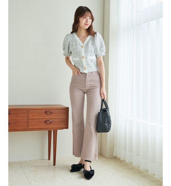 MAJESTICLEGON「カットツイードカーディガン」|カーディガン|