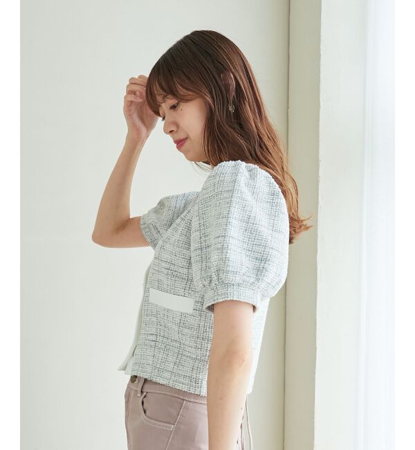 MAJESTICLEGON「カットツイードカーディガン」|カーディガン|